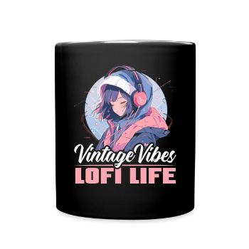 Lofi Music Lover Low Fidelity Japanische Ästhetik - Tasse einfarbig - Schwarz - Vorne
