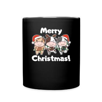 Kuh Weihnachten Winter Tiere Kuh - Tasse einfarbig - Schwarz - Vorne