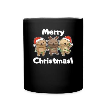 Loutre, Noël, Hiver, Animaux, Loutre - Mug uni - noir - Devant