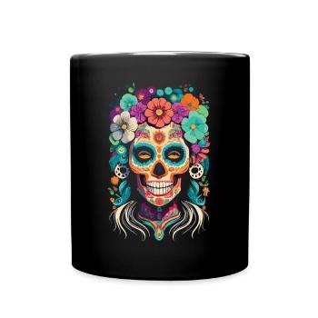 Design de La Catrina pour le Día de los Muertos - Mug uni - noir - Devant