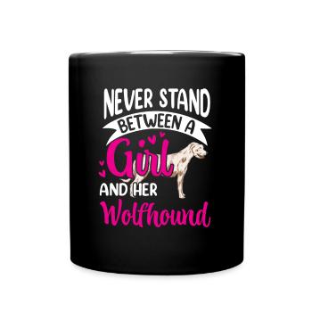 Girl and her Irish Wolfhound Wolfhound - Full Colour Mug - black - Front