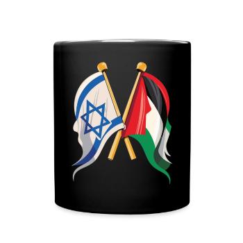 Unity for Peace Flags of Israel Palestine - Full Colour Mug - black - Front