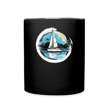 Sailboat, Sailing Ship, Sailing Yacht, Vintage Sailing - Full Colour Mug - black - Front
