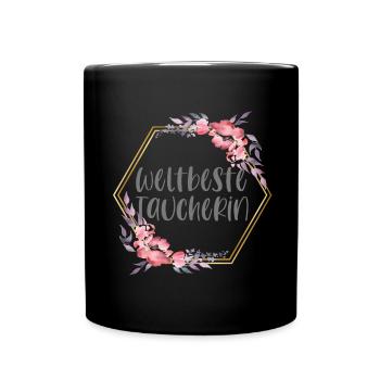 Taucherin Tauchen Wasser Geschenk - Tasse einfarbig - Schwarz - Vorne
