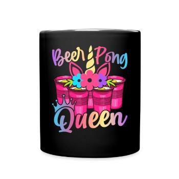 Bier-Pong-Mädchen-Trinkspiel - Tasse einfarbig - Schwarz - Vorne