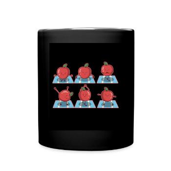 Apfel Yoga - Tasse einfarbig - Schwarz - Vorne