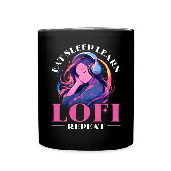 Lofi Music Lover Low Fidelity Japanische Ästhetik - Tasse einfarbig - Schwarz - Vorne