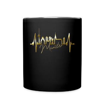 Münster Skyline Herzschlag Herz Liebe Love Münster - Tasse einfarbig - Schwarz - Vorne