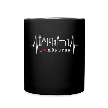 Münster Skyline Heartbeat Heart Love Love Münster - Full Colour Mug - black - Front