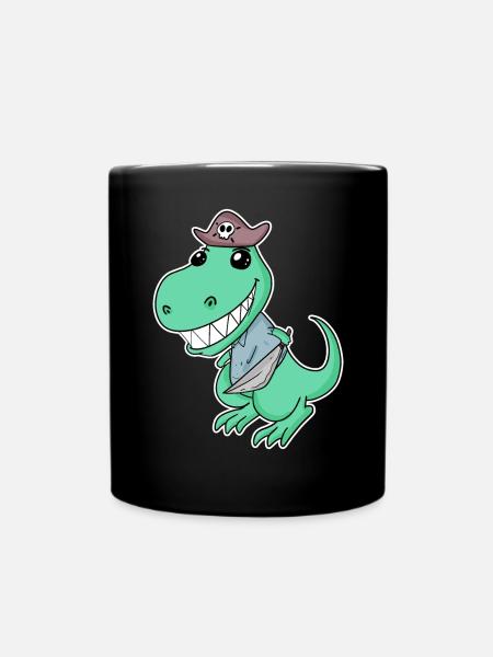 Dinosaurier Pirat für Kinder - Tasse einfarbig - Schwarz