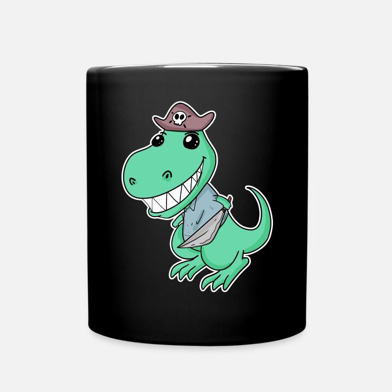 Dinosaurier Pirat für Kinder - Tasse einfarbig - Schwarz