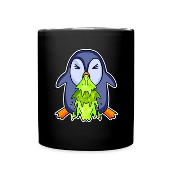 Pinguin kotzt Kotze - Tasse einfarbig - Schwarz - Vorne