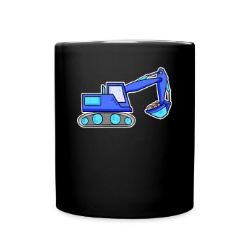 Bagger Baustelle Baggerfahrer Blau - Tasse einfarbig - Schwarz - Vorne
