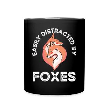 Facilement distrait par les renards - Mug uni - noir - Devant