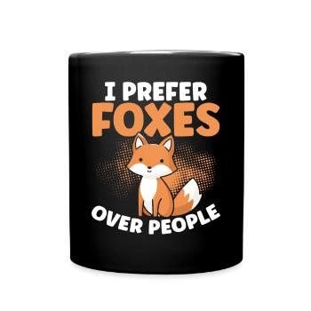 Je préfère les renards aux humains - Mug uni - noir - Devant