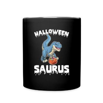 Halloween Dinosaur with Pumpkin Halloween Saurus - Full Colour Mug - black - Front