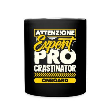 Attenzione Expert Procrastinator Onboard Humor - Tasse einfarbig - Schwarz - Vorne