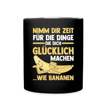 Früchte Banane - Tasse einfarbig - Schwarz - Vorne