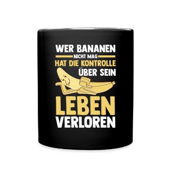 Früchte Banane - Tasse einfarbig - Schwarz - Vorne