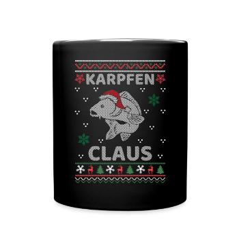Weihnachten Krapfen Claus Angler - Tasse einfarbig - Schwarz - Vorne