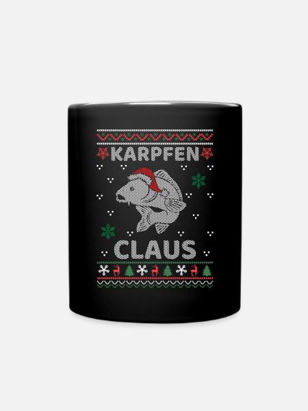 Weihnachten Krapfen Claus Angler - Tasse einfarbig - Schwarz