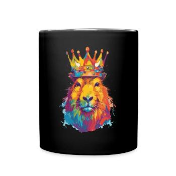 Capybara with capybara crown - Full Colour Mug - black - Front