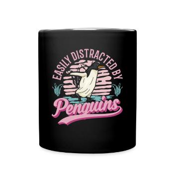 Easily distracted by Penguins Pinguin - Tasse einfarbig - Schwarz - Vorne