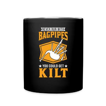 Das Leben ist besser mit einem Dudelsack - Tasse einfarbig - Schwarz - Vorne