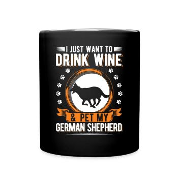 Berger allemand et vin - Mug uni - noir - Devant