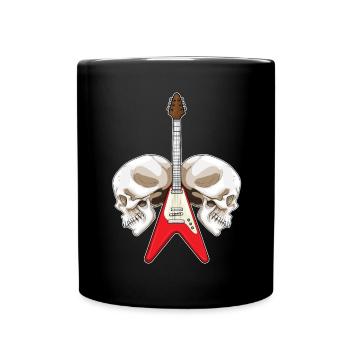 Skull Electric Guitar Music - Full Colour Mug - black - Front