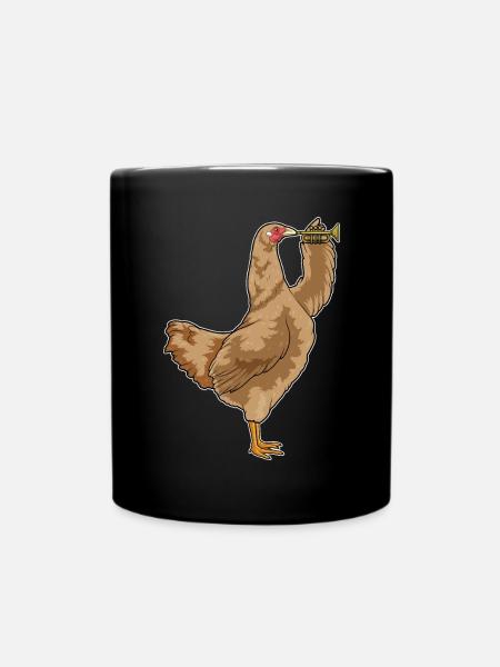 Chicken Musician Trumpet Music - Full Colour Mug - black