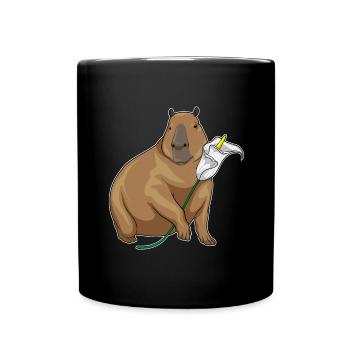 Wasserschwein Ringelblume  - Tasse einfarbig - Schwarz - Vorne