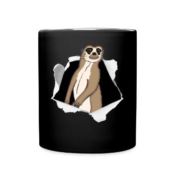 Faultier Ausbruch Karton Niedlich Geschenk - Tasse einfarbig - Schwarz - Vorne