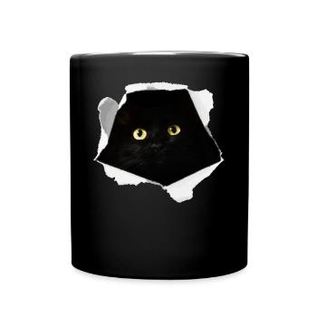 Black Cat Cardboard Adventure Gift - Full Colour Mug - black - Front