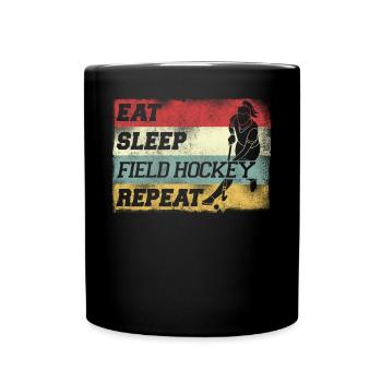 Hockey sur gazon rétro vintage manger - Mug uni - noir - Devant