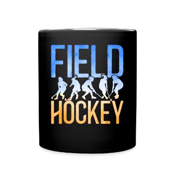 Field Hockey Watercolor Field - Full Colour Mug - black - Front