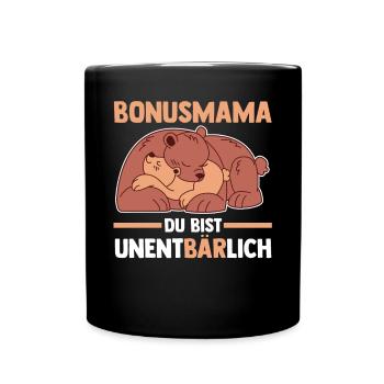 Stiefmutter Stiefmama Bären Bonusmama - Tasse einfarbig - Schwarz - Vorne