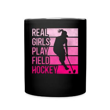 Terrain de jeu de vraies filles de hockey sur gazon - Mug uni - noir - Devant