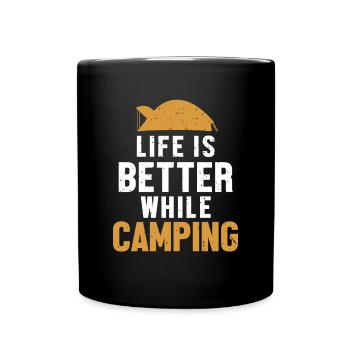 La vie est meilleure en camping Tentes de camping - Mug uni - noir - Devant