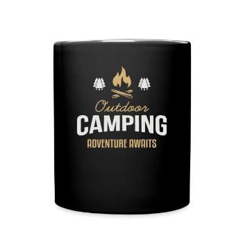Outdoor Camping Adventure Awaits Zelten Glamping - Tasse einfarbig - Schwarz - Vorne