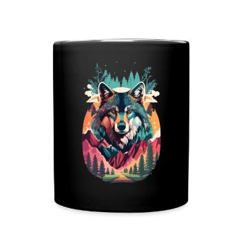 Wolf Spirit in the Wild - Full Colour Mug - black - Front