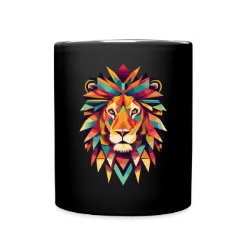 Geometric Lion Head - Full Colour Mug - black - Front