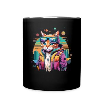 Feline Future: When Cats Conquer the Cyber World - Full Colour Mug - black - Front