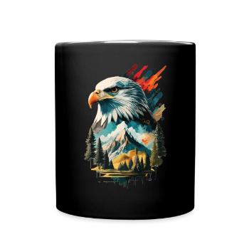The Freedom of the Sky: Eagles and Mountain Landscape - Full Colour Mug - black - Front