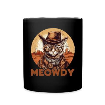 Meowdy Cat Miow Cowboy Hat Country Musik Texas - Tasse einfarbig - Schwarz - Vorne