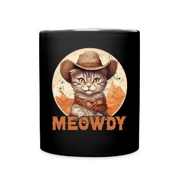 Meowdy Cat Miow Cowboy Hat Country Musik Texas - Tasse einfarbig - Schwarz - Vorne