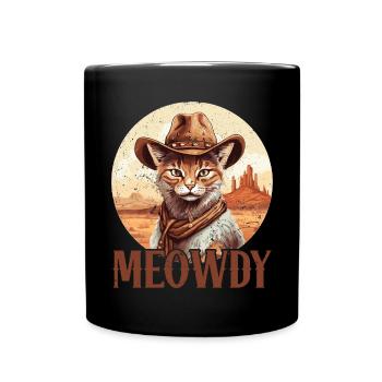 Meowdy Cat Miow Cowboy Hat Country Musik Texas - Tasse einfarbig - Schwarz - Vorne