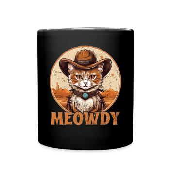 Meowdy Cat Miow Cowboy Hat Country Musik Texas - Tasse einfarbig - Schwarz - Vorne