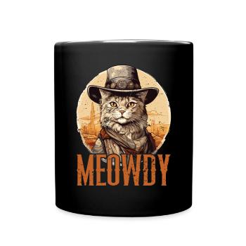 Meowdy Cat Miow Cowboy Hat Country Musik Texas - Tasse einfarbig - Schwarz - Vorne