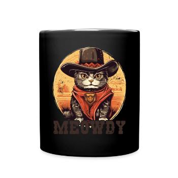 Meowdy Cat Miow Cowboy Hat Country Musik Texas - Tasse einfarbig - Schwarz - Vorne